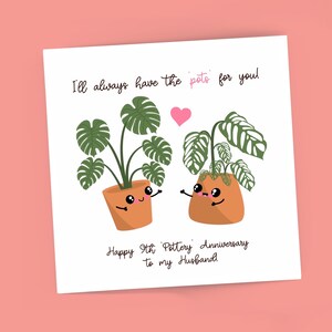 Cartão de aniversário de 9º aniversário, vaso de cerâmica para plantas, presente para marido e mulher, quarto aniversário, vaso, planta, cartão fofo