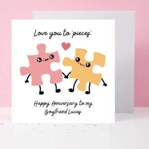 Simpatico biglietto per l’anniversario puzzle personalizzato, regalo di anniversario per fidanzato, fidanzata, partner d’amore, nome
