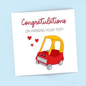Félicitations, carte d'examen réussie, Nouveau conducteur, Cadeau de voiture mignon, Félicitations, Sur la route, Passé pratique