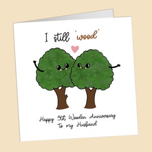 Fünfte hölzerne Jahrestagskarte, nettes Baum-Holzgeschenk, Ehemann, Frau, ich noch Holz, Sentimental Jahrestagskarte, 5 Jahre, Hochzeitstag