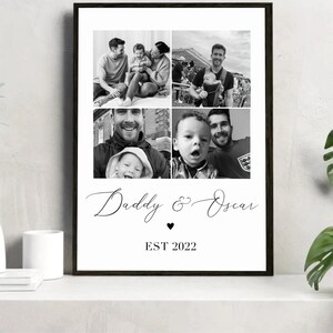 Personalised Father Dad Family Collage Print, Wall Art, Photos Baby, Print Gift, Dad, Son, Daughter, Gallery Picture