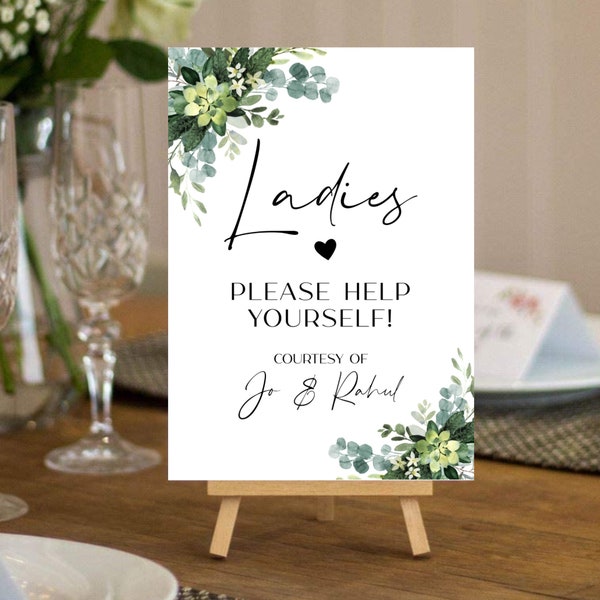 Ladies and Gents Help Yourself Wedding Signs, Wedding Stationery Prints, Two Signs, Eucalyptus, Floral Party Theme, Elegant Wedding Decor