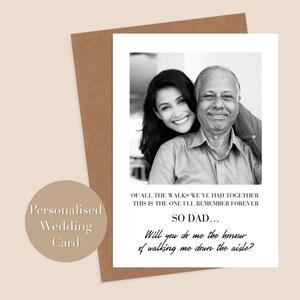 Hochzeit Papa Gehen die Aisle Karte, Daddy Big Day Anfrage Karte, Vater der Braut, Willst du mich den Gang runter gehen Fotokarte