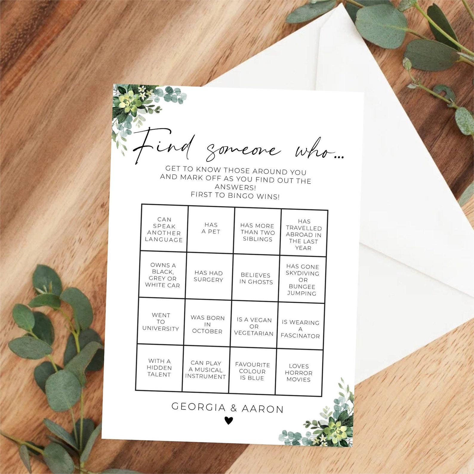 Wedding Table Games Personalised Wedding Activity Cards Ice Etsy