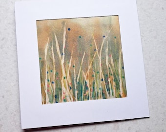 12 year wedding anniversary, Special Silk gift for wife, abstractionism greeting card, nature motif postcard, handpaint natural silk insert
