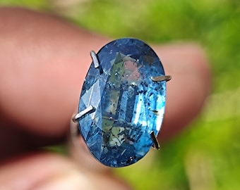 Teal Blue Kyanite faceted ~ Natural Teal blue Kyanite - Faceted Gemstone - Jewelry making - Rare Teal blue Kyanite