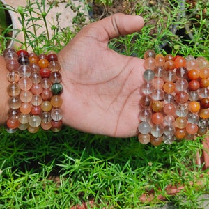RUTILATED QUARTZ CRYSTAL - 12mm Round Bead - Bead Bracelet,Wholesale Natural Rutile Quartz Bracelet - Handmade Jewellery for Healing Purpose