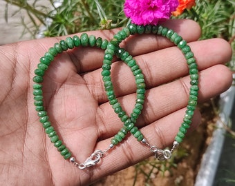 TSAVORITE GARNET CRYSTAL - Natural Tsavorite Faceted Bead Bracelet