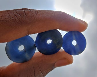 AFRICAN BLUE SAPPHIRE Crystal - donuts cabochon gemstone, wholesale natural African sapphire Crystal donut gemstone for jewellery making