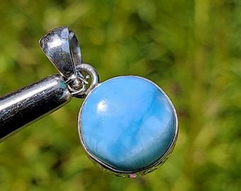 Larimar Pendant - Natural Larimar stone - Metaphysical Stone - 925 Sterling pendant - larimar cabochon jewelry - Larimar pendant