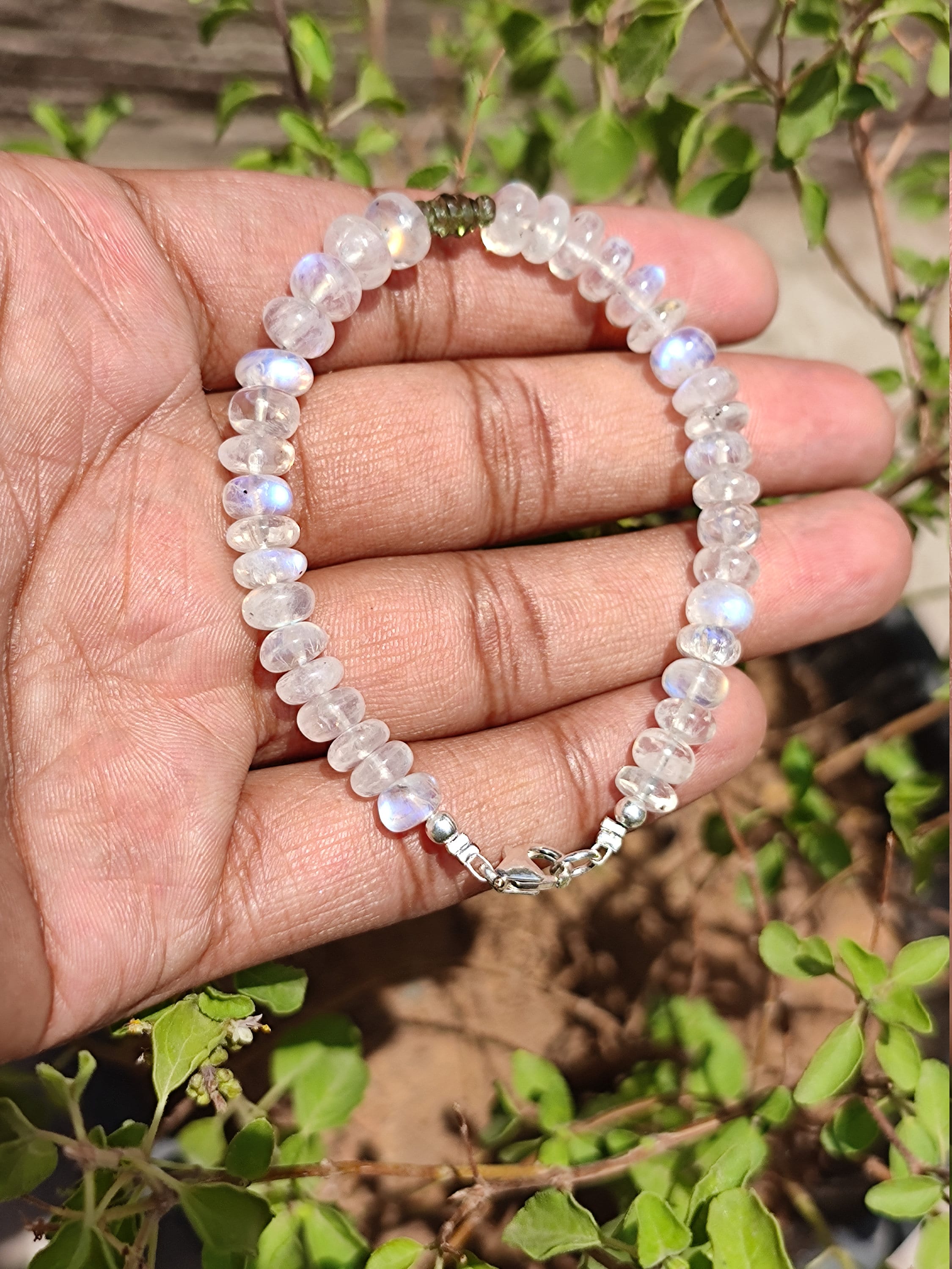 Genuine Moldavite and Rainbow Moonstone Bead Bracelet Natural - Etsy UK