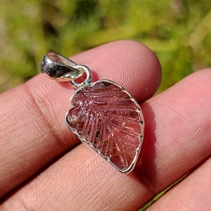 Tourmaline carving pendant - Natural Tourmaline crystal - Healing stone - 925 silver pendant - Gift item - Tourmaline jewelry