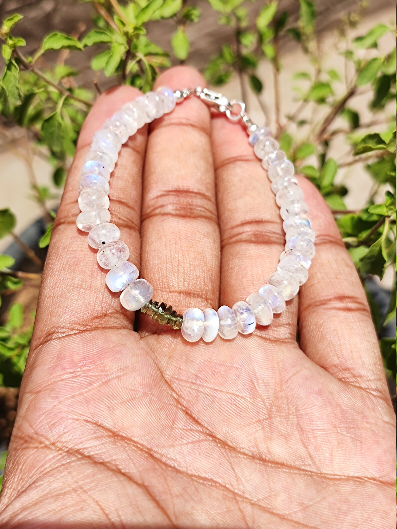 Genuine Moldavite and Rainbow Moonstone Bead Bracelet Natural - Etsy UK