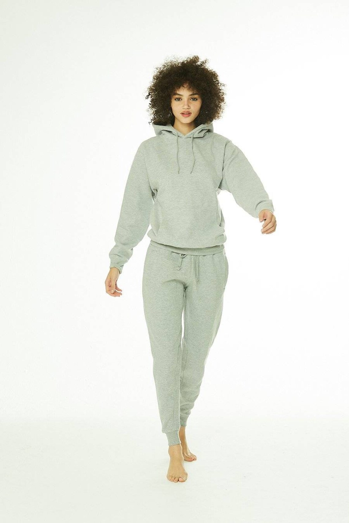 plain white joggers and hoodie set