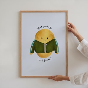 Hot Potato Jacket Print – Kawaii Potato Illustration, Cosy Humour Wall Art