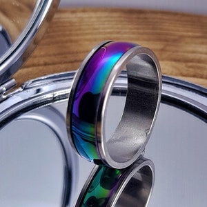 Anillo giratorio arcoíris multicolor, anillo de meditación, anillo giratorio, anillo giratorio, anillo antiestrés, anillo de preocupación, anillo de declaración, anillo giratorio