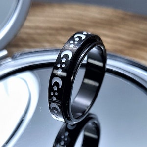Bague étoiles et lune, bague anti-anxiété, bague de méditation, anneau tournant, anneau rotatif, anneau agité, anneau anti-inquiétude, anneau rotatif, anneaux stimulants