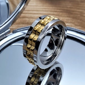 Spinner Ring Cog Gear Rotating Center, Anxiety Ring, Meditation Ring, Spinning Ring, Stainless Steel, Fidget Ring, Worry Ring, Spin Ring,