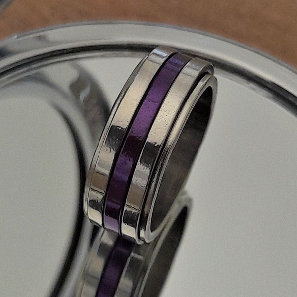 Spinner Ring Purple, Anxiety Ring, Meditation Ring, Rotating Ring, Fidget Ring, Worry Ring, Spin Rings