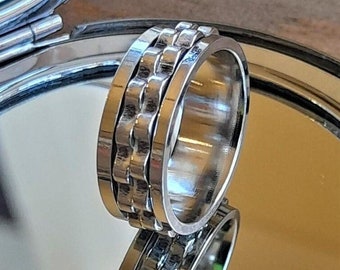 Spinner Ring Cog Gear Rotating Center, Anxiety Ring, Meditation Ring, Spinning Ring, Stainless Steel, Fidget Ring, Worry Ring, Spin Ring,