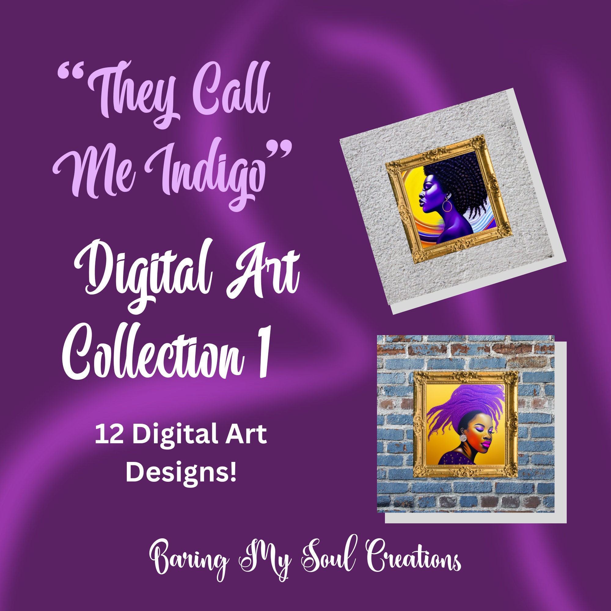 Printable Black Art/indigo Digital Art Collection 1/canva - Etsy