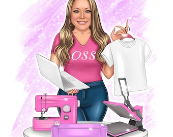 Custom Portrait Logo, Cartoon logo portrait, nail technician, Business logo, craft maker, tumbler, sublimation, heat press, t-shirt, printer