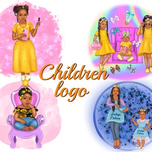 Aangepaste kinderen portret logo, cartoon logo portret, avatar, bedrijfslogo, digitaal realistisch portret, professioneel logo ontwerp