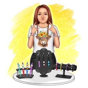 Logotipo de retrato personalizado, retrato de logotipo de dibujos animados, técnico de uñas, logotipo de empresa, fabricante de artesanías, vaso, sublimación, prensa de calor, camiseta, impresora