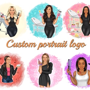Custom Portrait Logo, Cartoon logo portrait, Custom Avatar, Business logo, beauty salon, lashes, wax, hair, makeup, hair remover, cosmetic