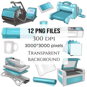 Handwerk Geschäft PNG, Download für Sublimation, T-Shirt Druck, DIY-Werkzeuge, Drucker, Transferpresse, Becher, Stempelkissen, Karton