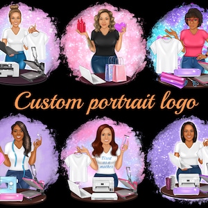 Logotipo de retrato personalizado, retrato de logotipo de dibujos animados, avatar personalizado, logotipo de empresa, fabricante de artesanías, vaso, sublimación, prensa de calor, camiseta, impresora