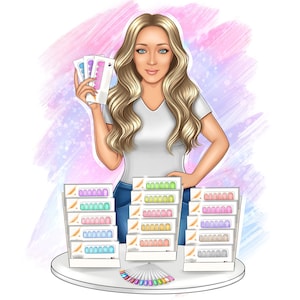 Custom Portrait Logo, Cartoon logo portrait, nail technician, Business logo, craft maker, tumbler, sublimation, heat press, t-shirt, printer