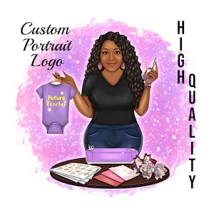 Logotipo de retrato personalizado, retrato de logotipo de desenho animado, avatar personalizado, logotipo comercial, fabricante de artesanato, copo, sublimação, prensa térmica, camiseta, impressora