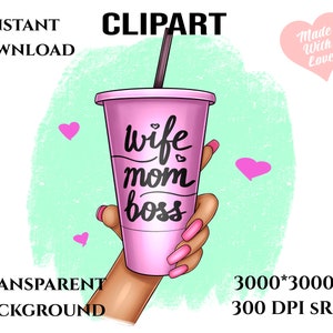 Coffee hand clipart, download for sublimation, t-shirt print, coffee cup, tumbler, mug, wife mom