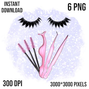 Lash maker PNG, descarga para sublimación, clipart para tarjetas de visita, pestañas, pinzas, salón de belleza, herramientas para pestañas, pestañas postizas
