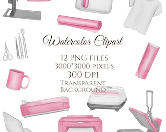 Watercolor clipart, Craft business PNG, download for sublimation, t-shirt print, diy tools, printer, heat press, tumbler turner, mug, laptop