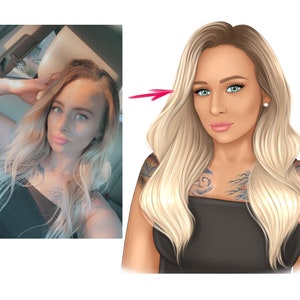 Custom cartoon portrait, digital portrait, from photo to portrait