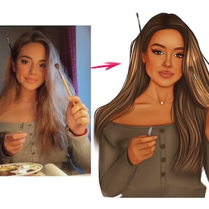 Custom cartoon portrait, digital portrait, from photo to portrait