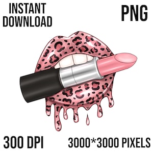 Maquillage PNG, téléchargement pour sublimation, clipart pour cartes de visite, rouge à lèvres, brillant à lèvres, salon de beauté, salon de maquillage, maître de maquillage, guépard