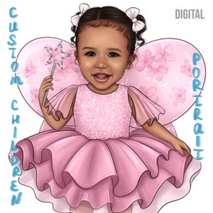 Retrato de niños personalizado, retrato de cumpleaños, accesorio de evento, logotipo de empresa para niños, impresión de camiseta, retrato digital, retrato familiar
