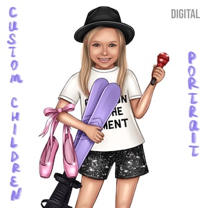 Indywidualny portret dziecka, portret urodzinowy, rekwizyt na wydarzenie, logo firmy dla dzieci, nadruk na koszulce, portret cyfrowy, portret rodzinny