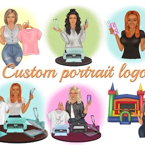 Logo de portrait personnalisé, portrait de logo de dessin animé, avatar personnalisé de portrait, logo d'entreprise, portrait réaliste numérique, conception de logo professionnel