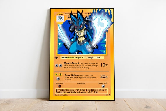 Art Print Lucario: Giant Pokemon Card Holographic Print