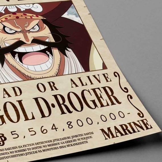 One Piece Gol D Roger Bounty Wanted Poster for Sale by