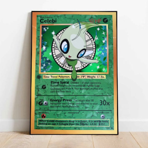 Art Print Celebi : Giant Pokemon Card Holographic Print Art Print Celebi : Giant Pokemon Card Holographic Print
