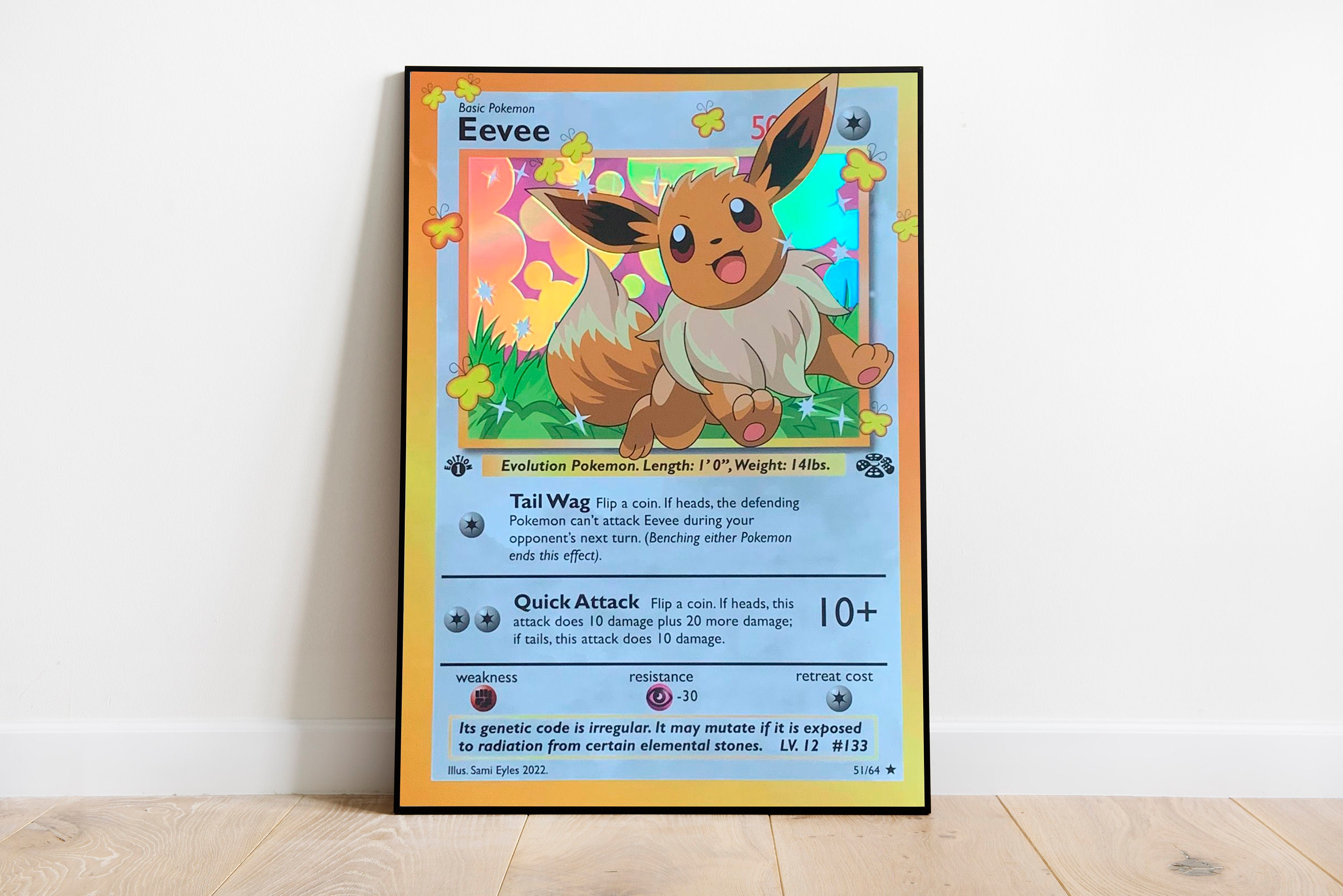 Art Print Eevee Giant Pokemon Card Holographic Print Etsy
