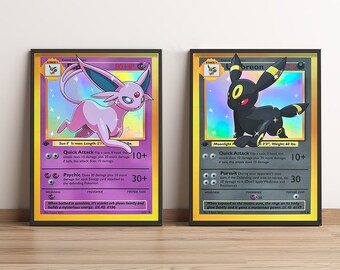 Art Print Umbreon & Espeon Bundle: Riesen Pokemon Karte Holografischer Druck