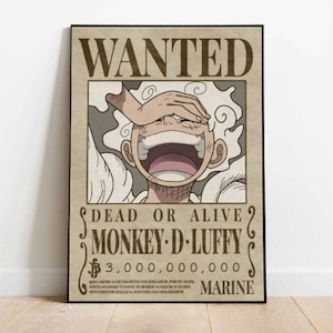 One piece luffy nika gear 5 wanted poster wall art