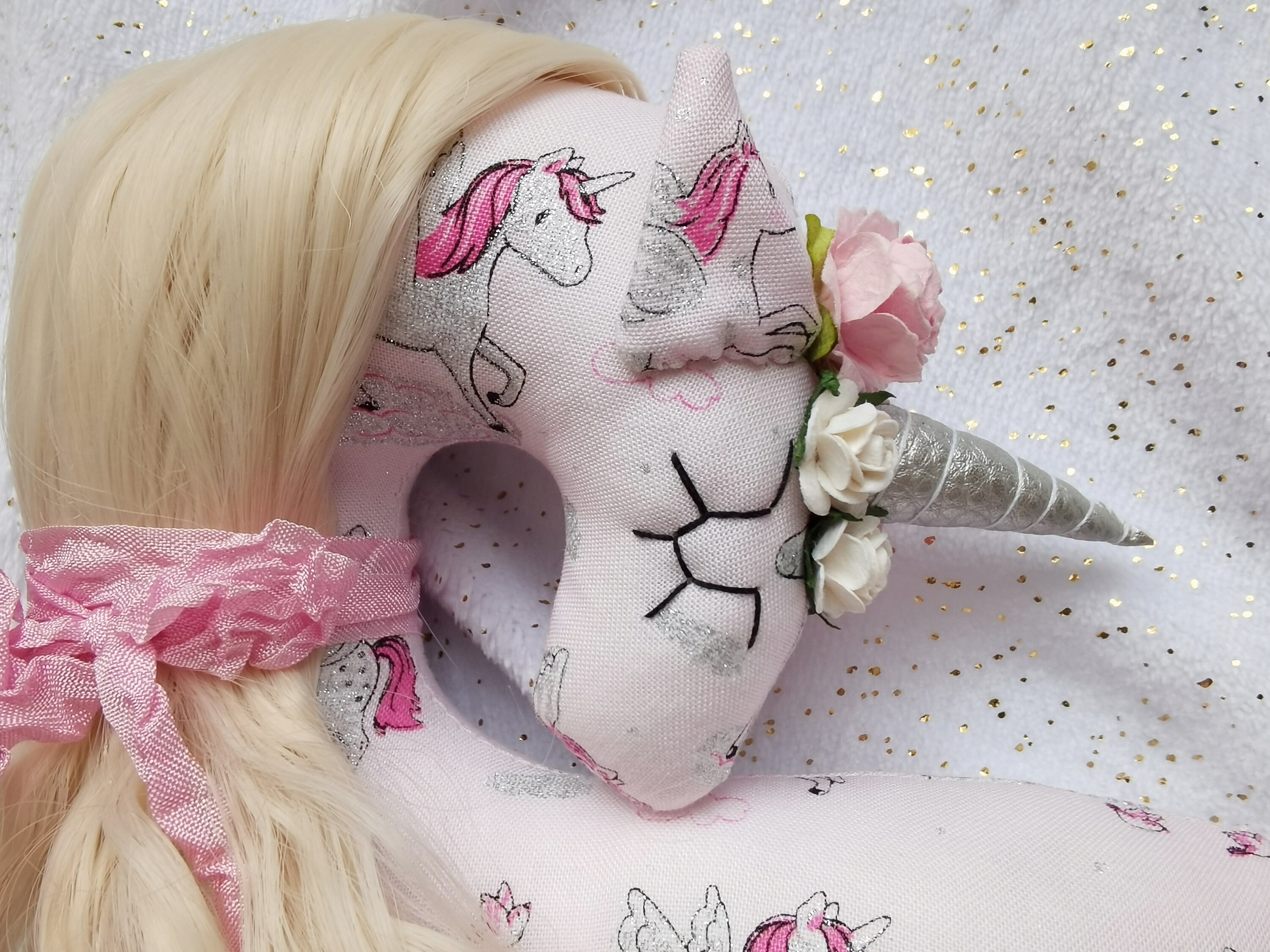 Soft unicorn figurine. Baby toy pink unicorn with beautiful Etsy