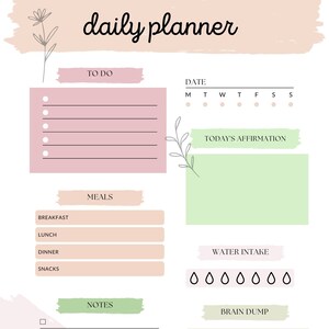 Planer dzienny, pastelowy, kwiatowy, boho, cyfrowy planer, planer Goodnotes, planer Notability iPad